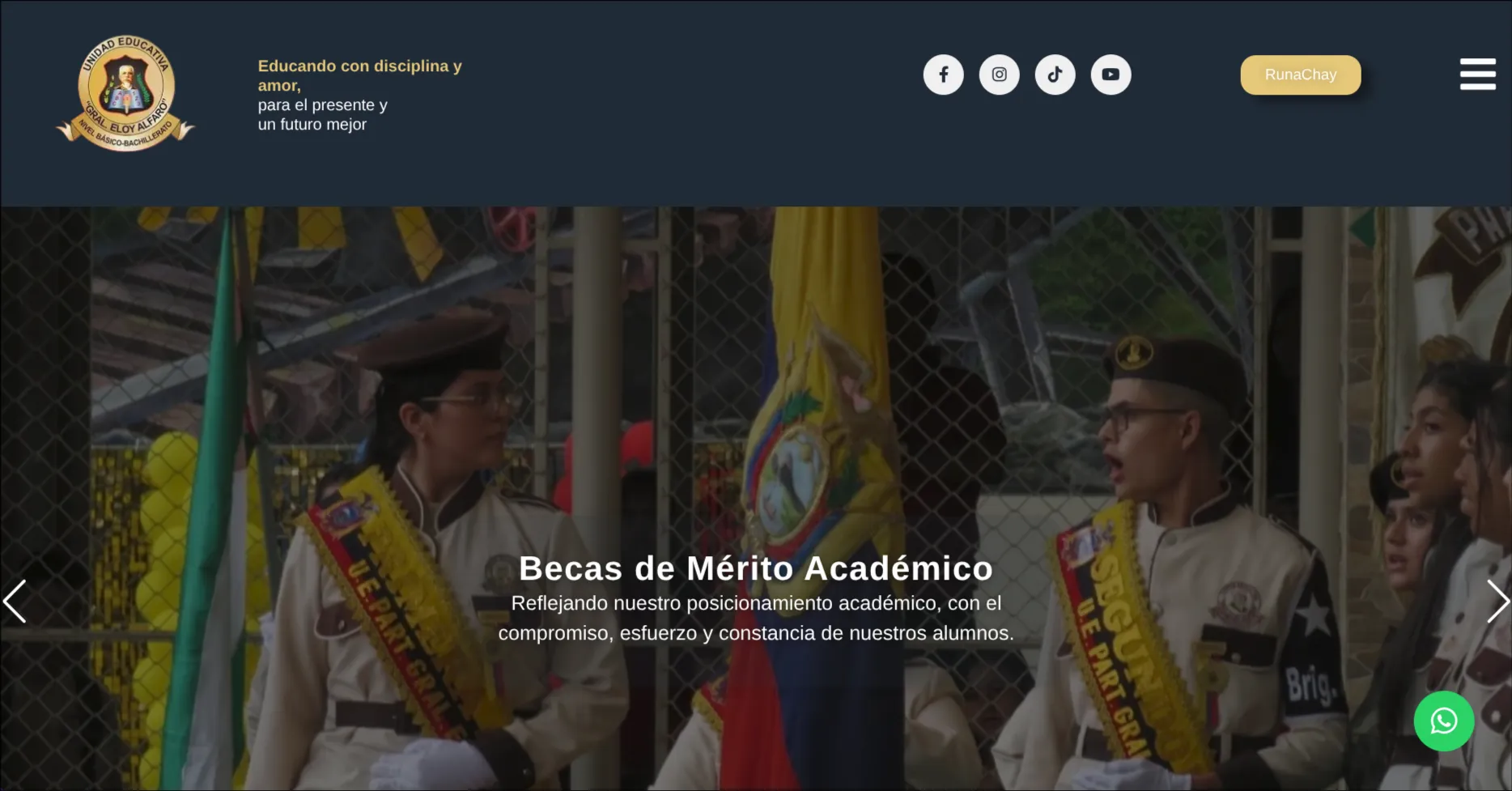 Captura de la página web institucional de la Unidad Educativa Gral. Eloy Alfaro.